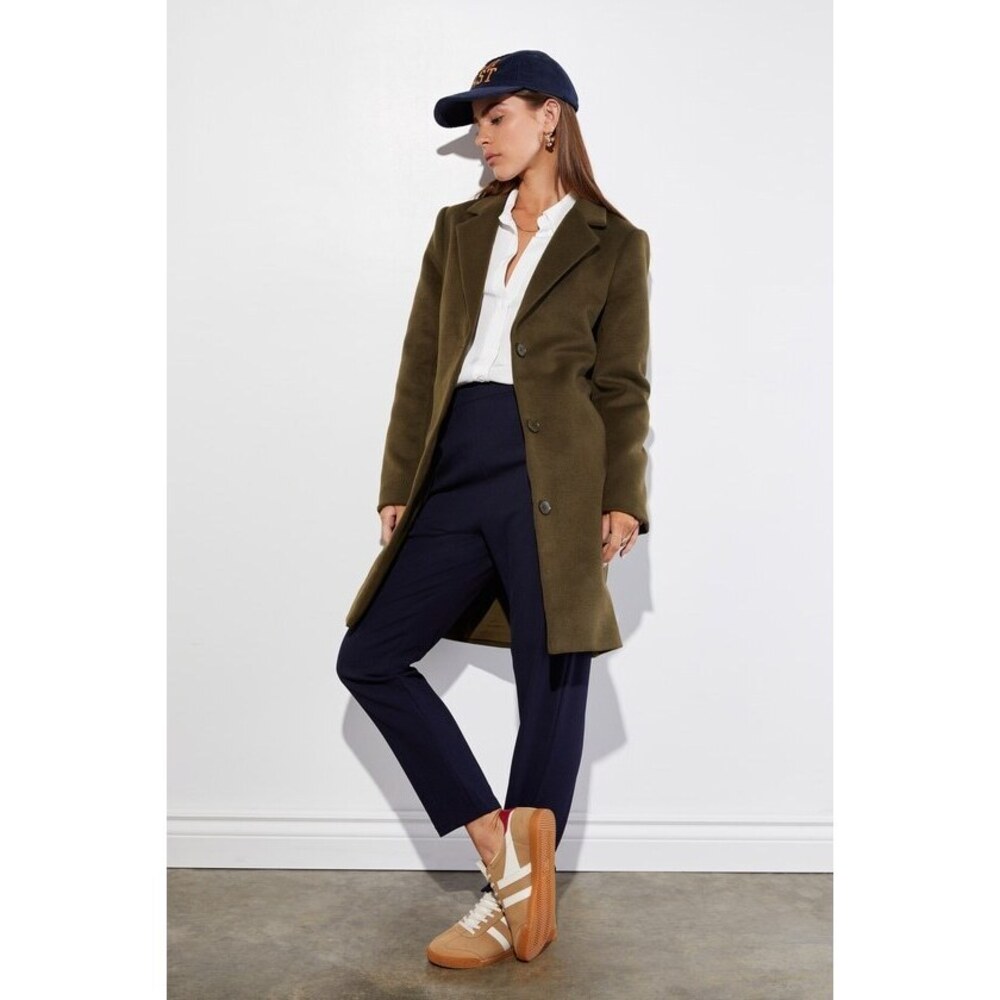 Lulus Harriet Olive Green Button-front Belted Coat - Size S